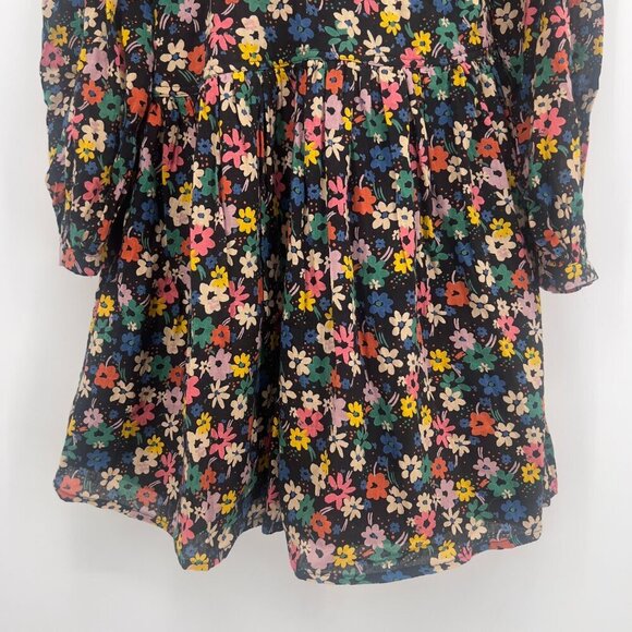 ASOS DESIGN Curve Plus Long Sleeve Black Floral Lined Mini Dress - Size 14 - Picture 3 of 9